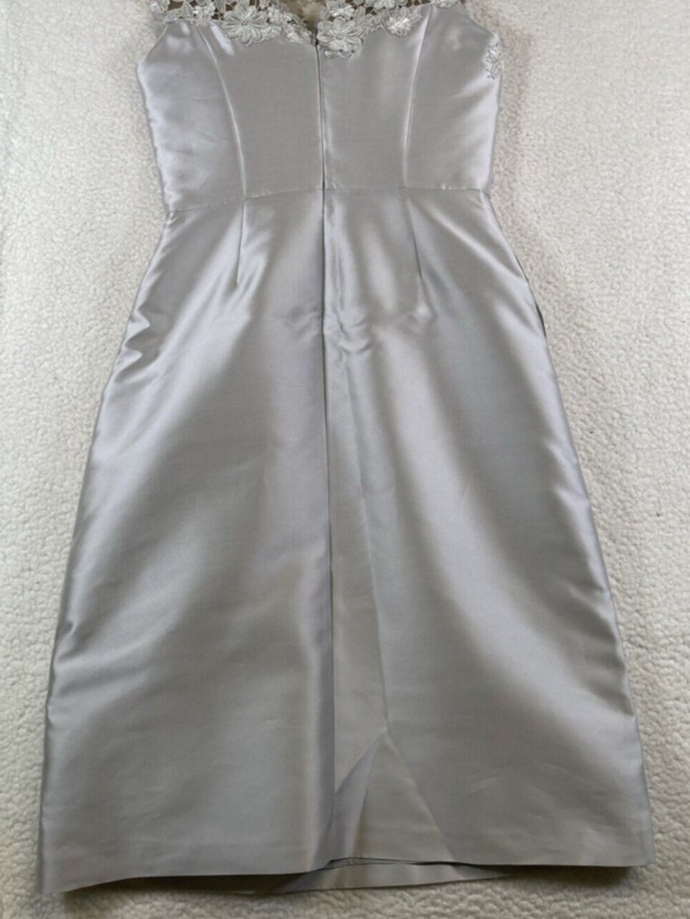 Nina Raynor Floral Lace Silver Evening Dress Gown Size 6 - Picture 7 of 13